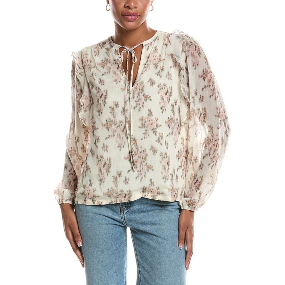 Rd Style Womens Elfi Yoryu Crinkle Chiffon Split Neck Blouse, Pink